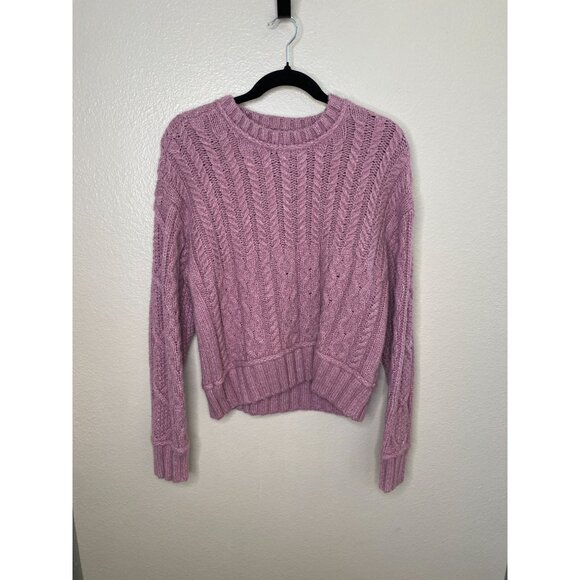 Lucky Brand Womens Pink Cable Knit Sweater Medium Cotton Blend  Pullover - Picture 1 of 7